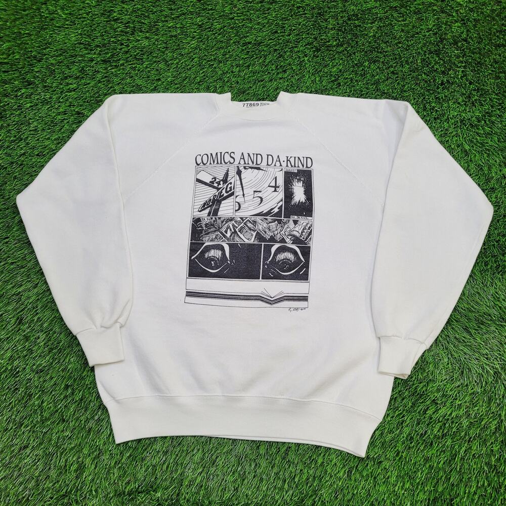 Vintage 1991 Comics and DA-Kind Sweatshirt Large 21x24 White